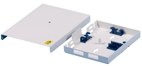 Fiberbox vägg LightMate® 2xSC duplex inkl. fäste för 19" stativ