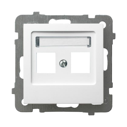 Logic Centrumplatta 2xRJ45 Keystone, rak, Vit