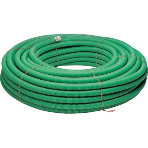 Grön slang 50/42mm korrugerad, slät insida, dragtråd (50m/ring)