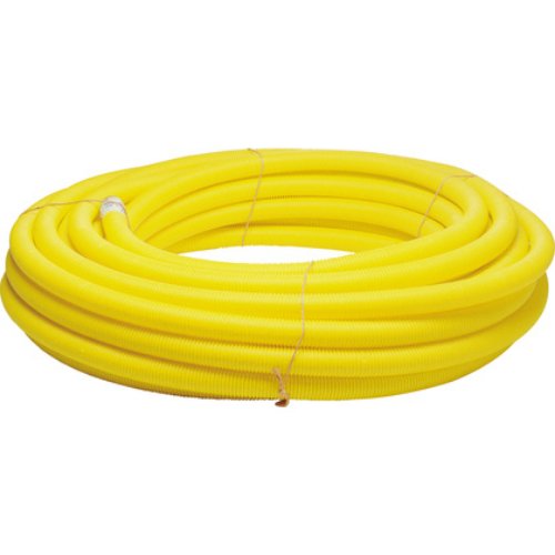 Gul slang 50/42mm korrugerad, slät insida, dragtråd (50m/ring)