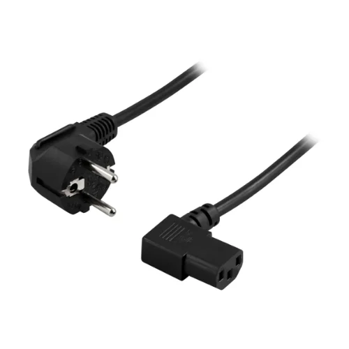 Apparatkabel vinklad CEE 7/7 till vinklad IEC 60320 C13, svart