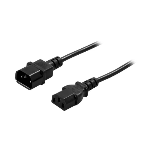 Apparatkabel rak IEC 60320 C14 till rak IEC 60320 C13, svart